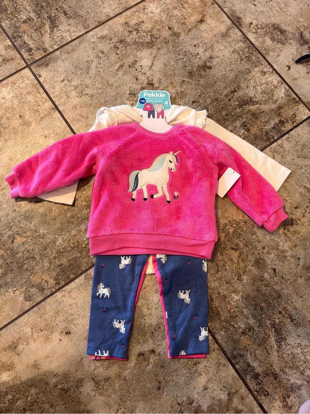 NWT Pekkle toddler girl's multi-piece (4) size 12 months soft cuddly warm fleece